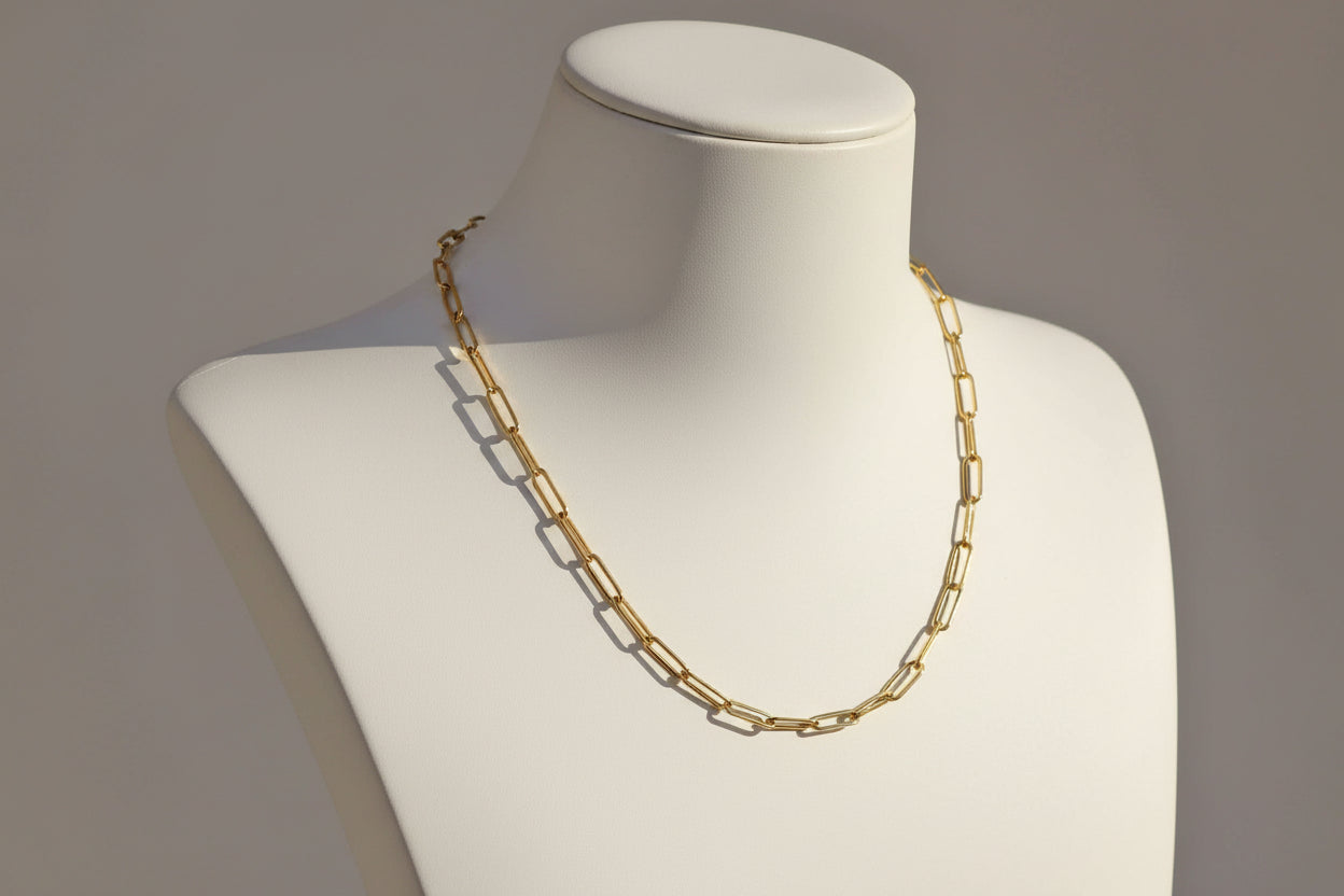 18K Gold Paperclip Chain Necklace