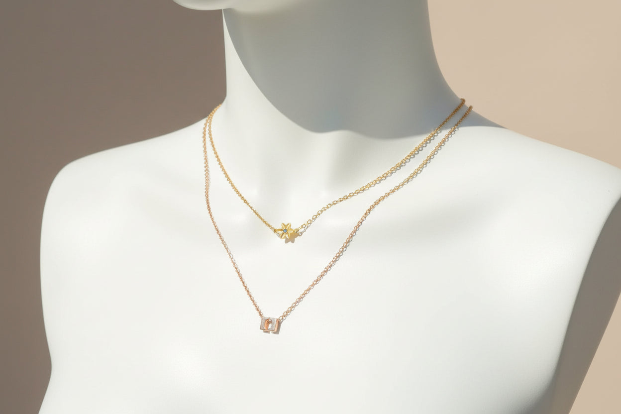 18K Gold PVD Stainless Steel Loop Connector Chain Necklace