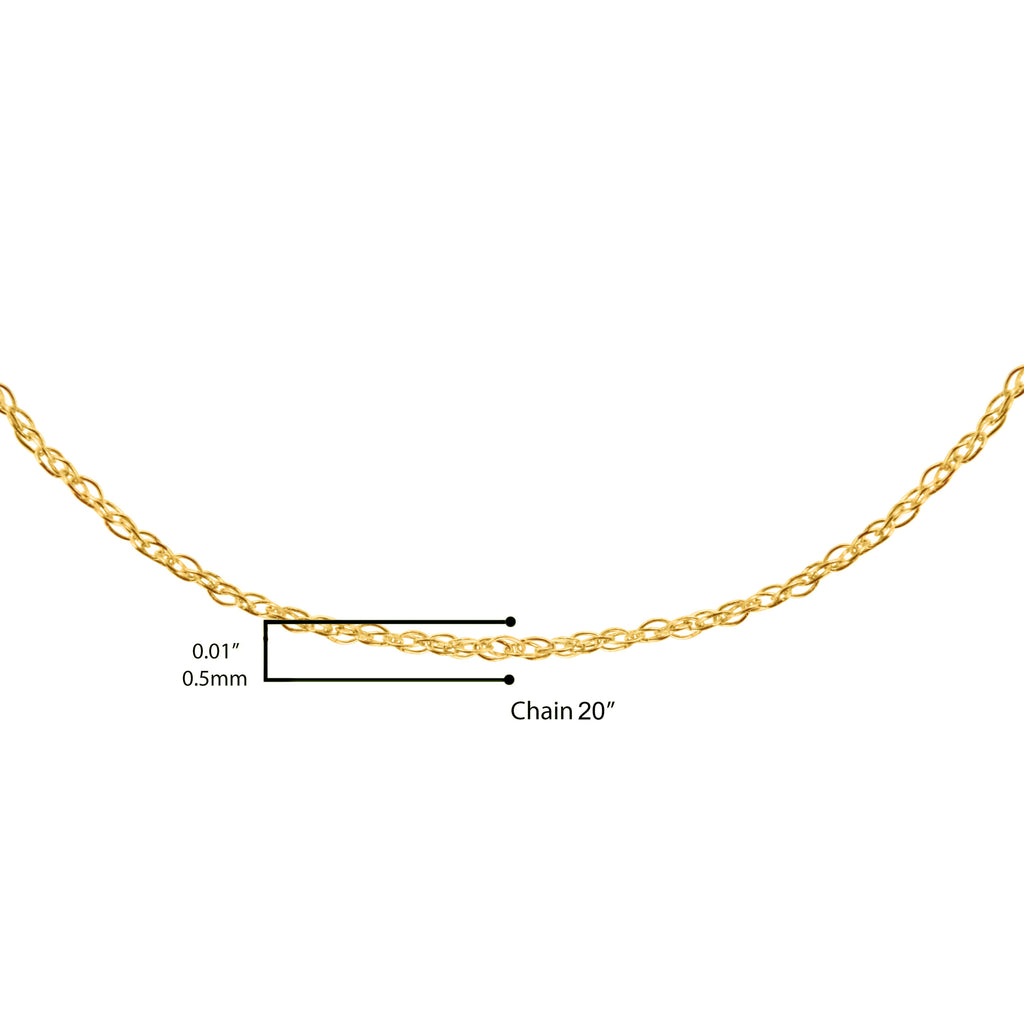 Solid 10K Gold Rope Chain 0.5MM with Spring Ring